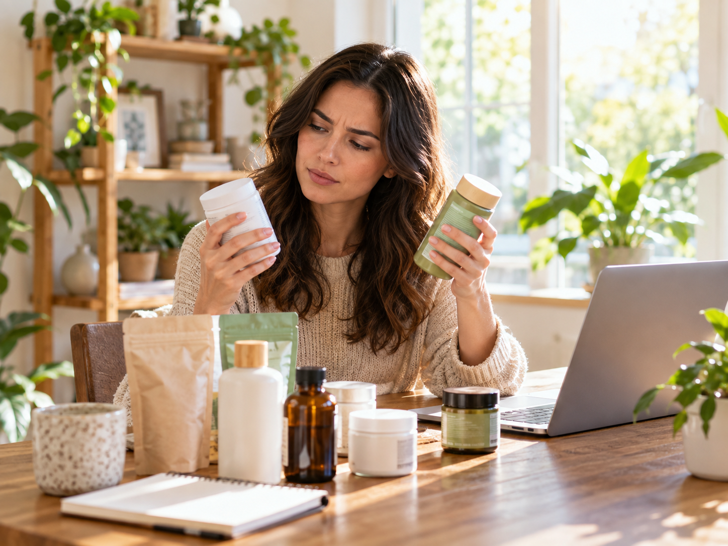 A shopper comparing products to solve a need